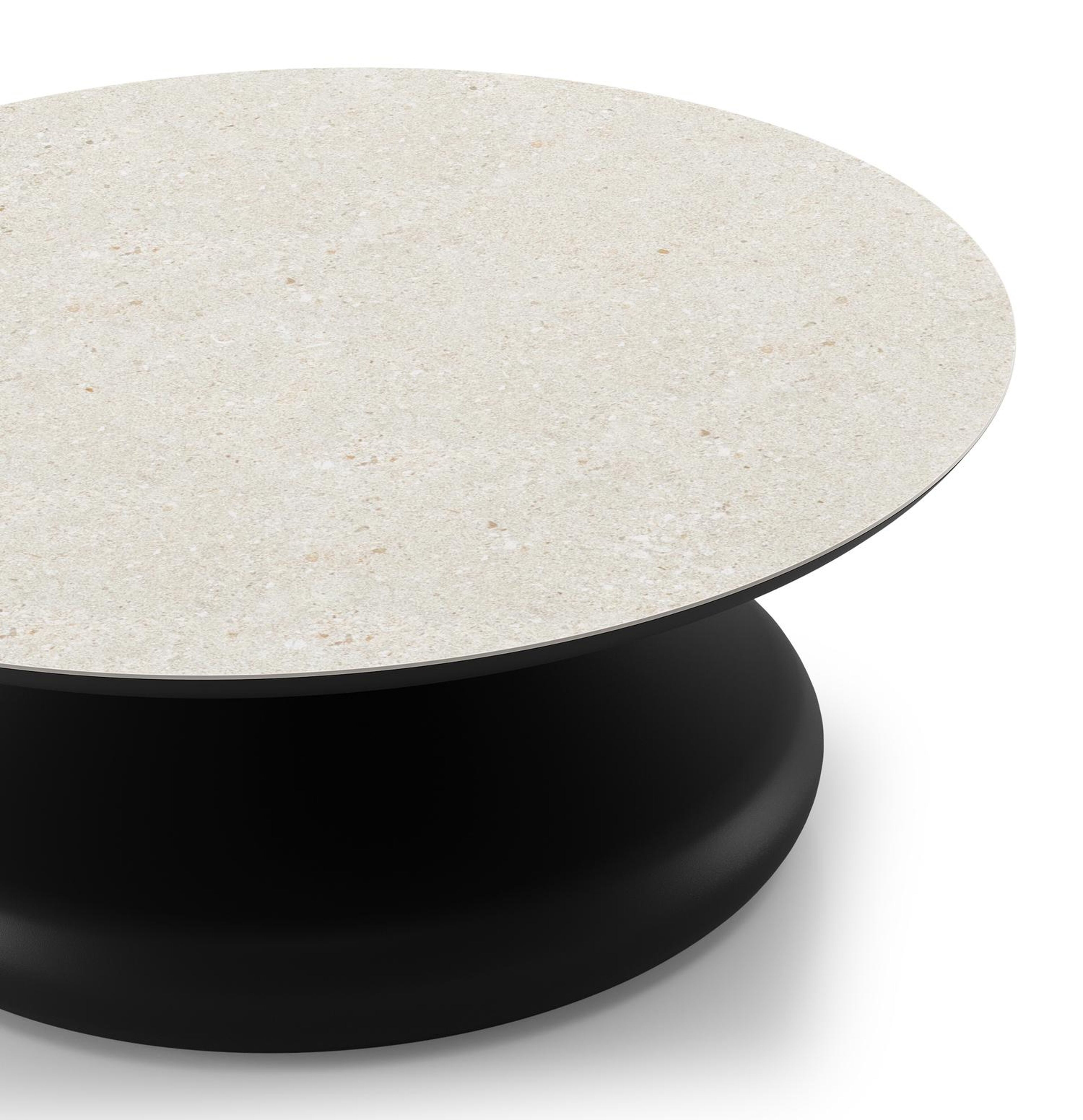 Bomero loungetafel rond in zwart aluminium en volkeramiek Shilin - Dia. 84 x - Dia. 84 x H 32 cm