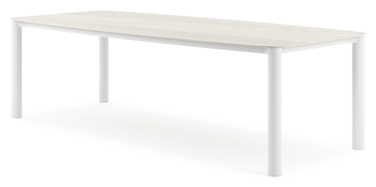 Orso tuintafel bootvorm in wit aluminium en volkeramiek shilin - L 255 x B 115 x H 75 cm