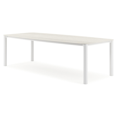 Orso tuintafel bootvorm in wit aluminium en volkeramiek shilin - L 255 x B 115 x H 75 cm
