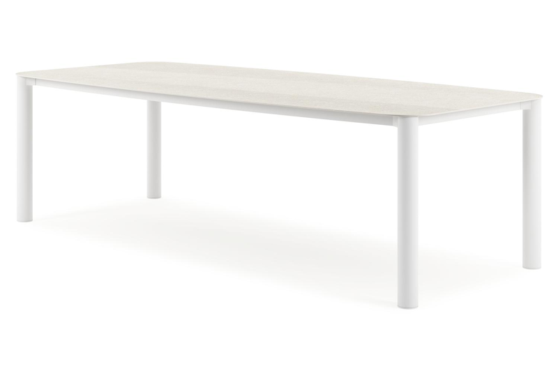 Orso tuintafel bootvorm in wit aluminium en volkeramiek shilin - L 255 x B 115 x H 75 cm
