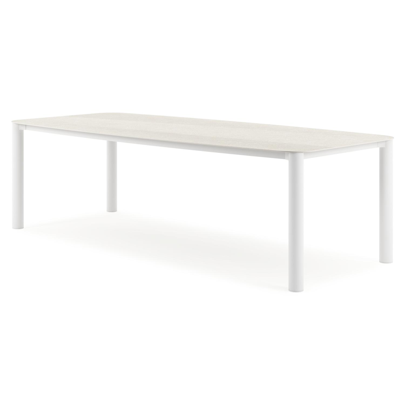 Orso tuintafel bootvorm in wit aluminium en volkeramiek shilin - L 255 x B 115 x H 75 cm
