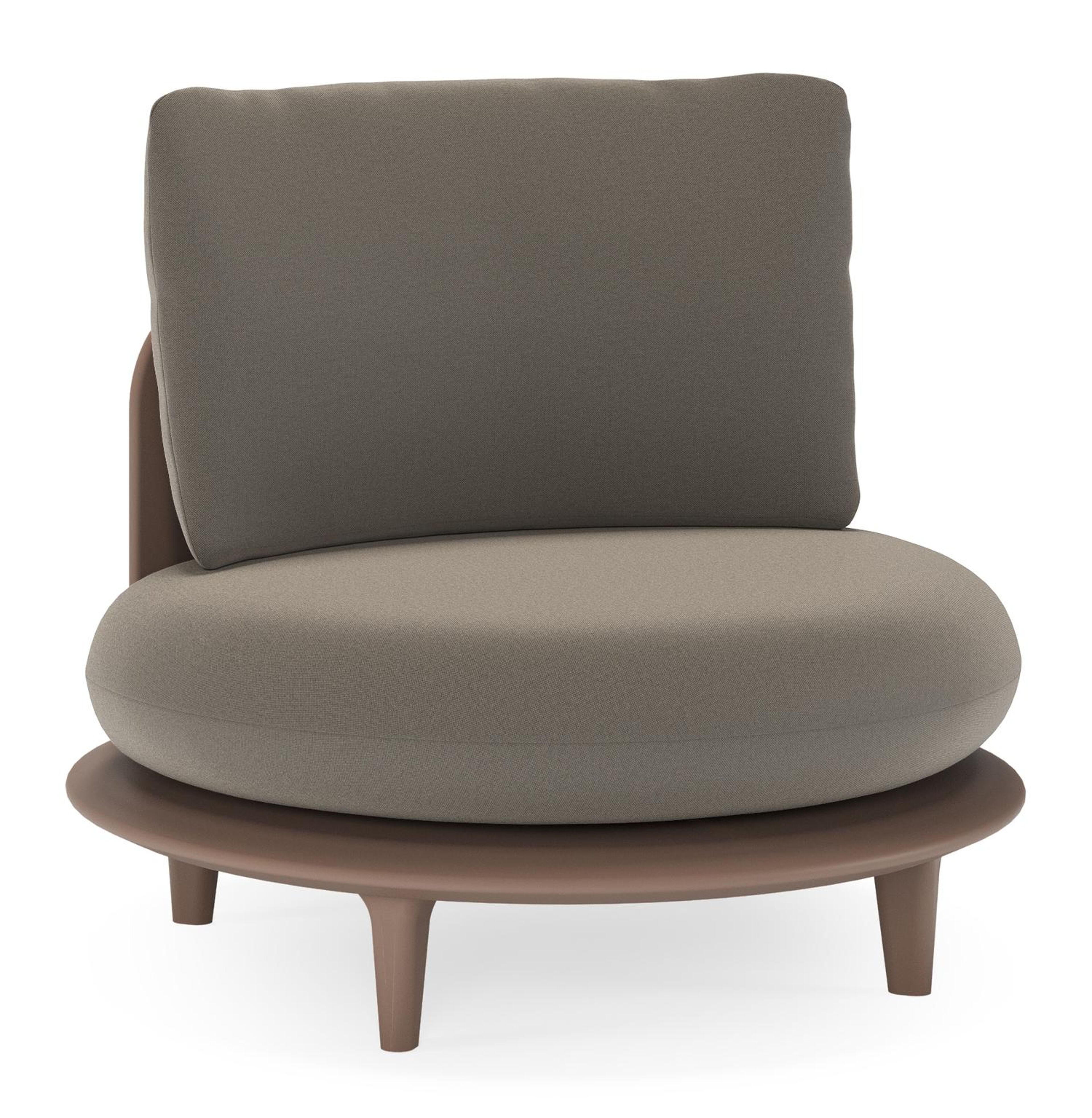 Fauteuil de jardin Bomero en aluminium taupe et coussins en all weather sunbrella® luxe natte carbon beige