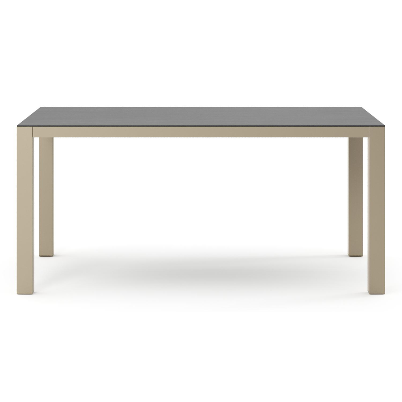 Como tuintafel rechthoekig in beige aluminium en volkeramiek Basalt Black - L 160 x B 100 x H 73 cm