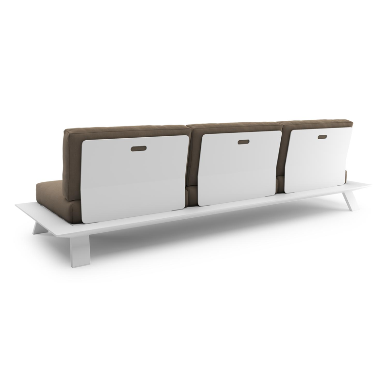 Cesano loungebank in wit aluminium met natte heather grey all weather Sunbrella® luxe kussen