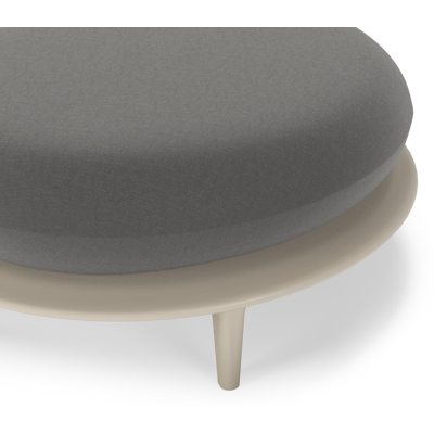 Pouf Bomero en aluminium beige et coussins en all weather sunbrella® luxe natte charcoal chine