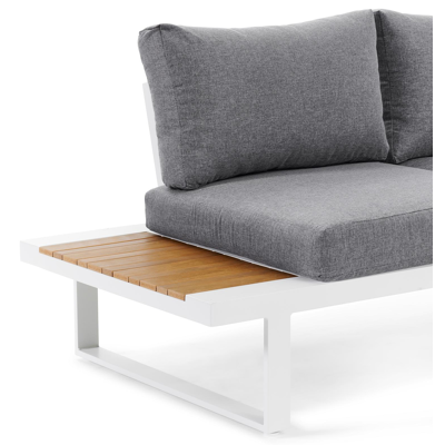 Serado loungehoek in wit aluminium en polywood met grijs polyester kussen en loungetafel