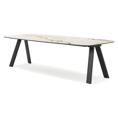Cesano tuintafel bootvorm in zwart aluminium en volkeramiek colorado dunes - L 255 x B 115 x H 75 cm