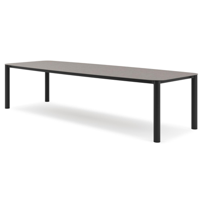 Orso tuintafel bootvorm in zwart aluminium en volkeramiek wulong - L 315 x B 115 x H 75 cm
