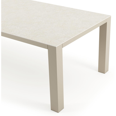 Nano tuintafel rechthoekig in beige aluminium en volkeramiek Shilin L 280 x B 110 x H 75 cm