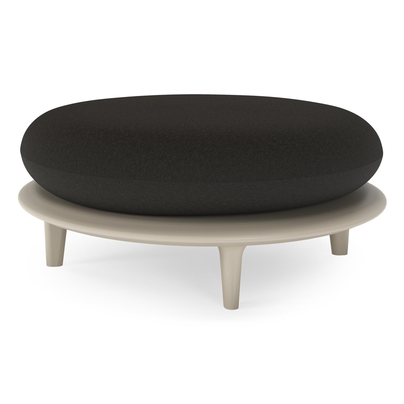 Bomero poef in beige aluminium met heritage char all weather sunbrella® luxe kussen