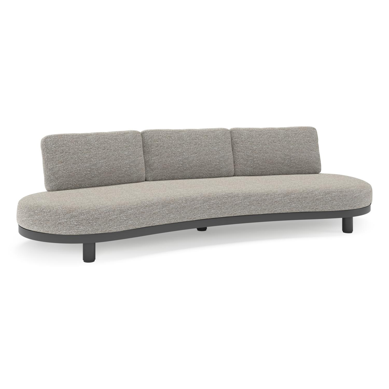 Canapé de jardin Donato en aluminium noir et coussins en all weather sunbrella® luxe Tundra Pepper