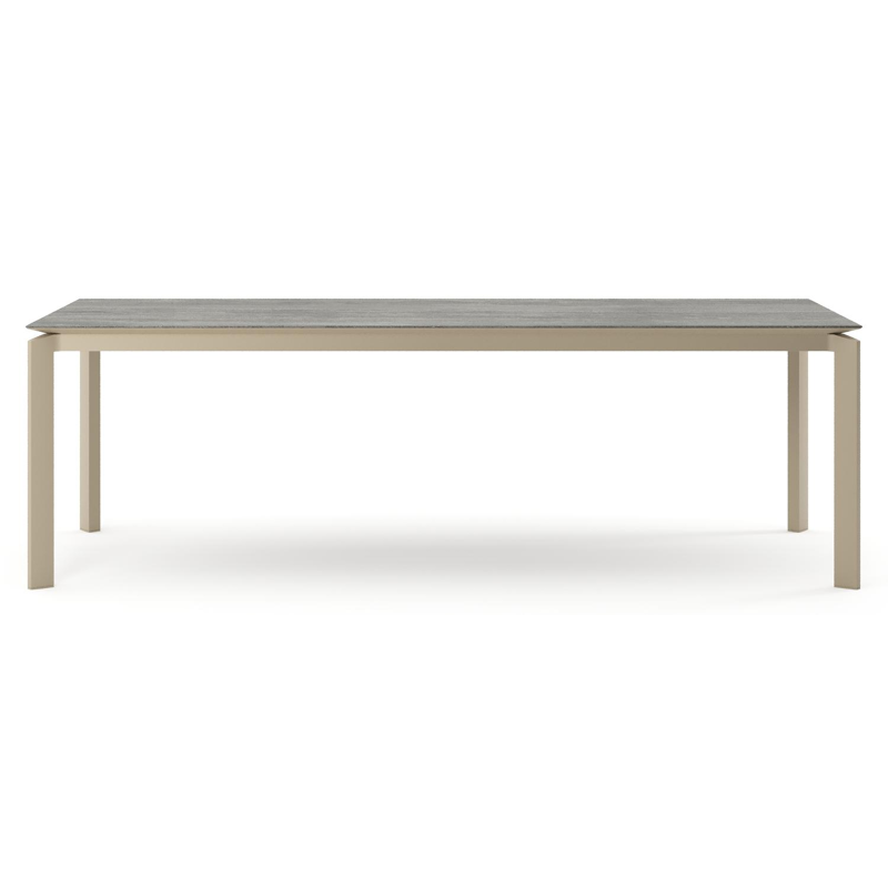 Cirello tuintafel rechthoekig in beige aluminium en volkeramiek Aspen Grey - L 240 x B 100 x H 74.5 cm