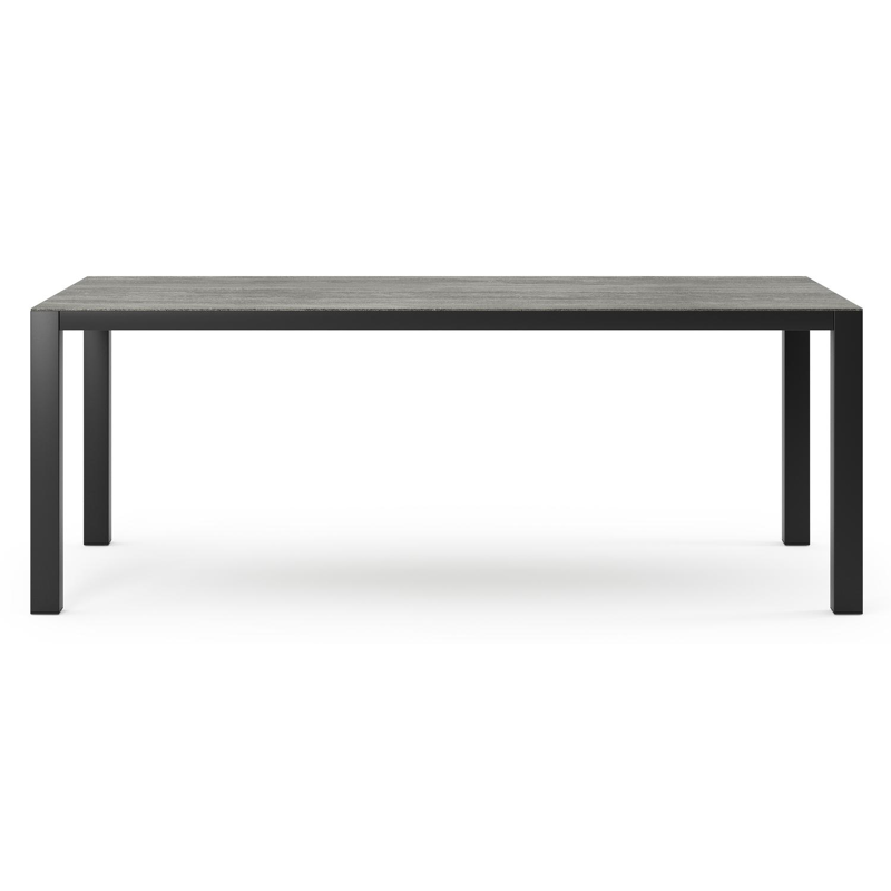 Como tuintafel in zwart aluminium en volkeramiek aspen grey - L 200 x B 100 x H 75 cm
