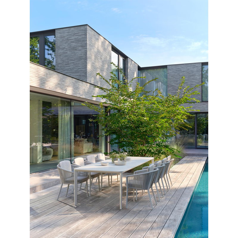 Urbino tuintafel in wit aluminium en volkeramiek shilin - L 290 x B 110 x H 75 cm