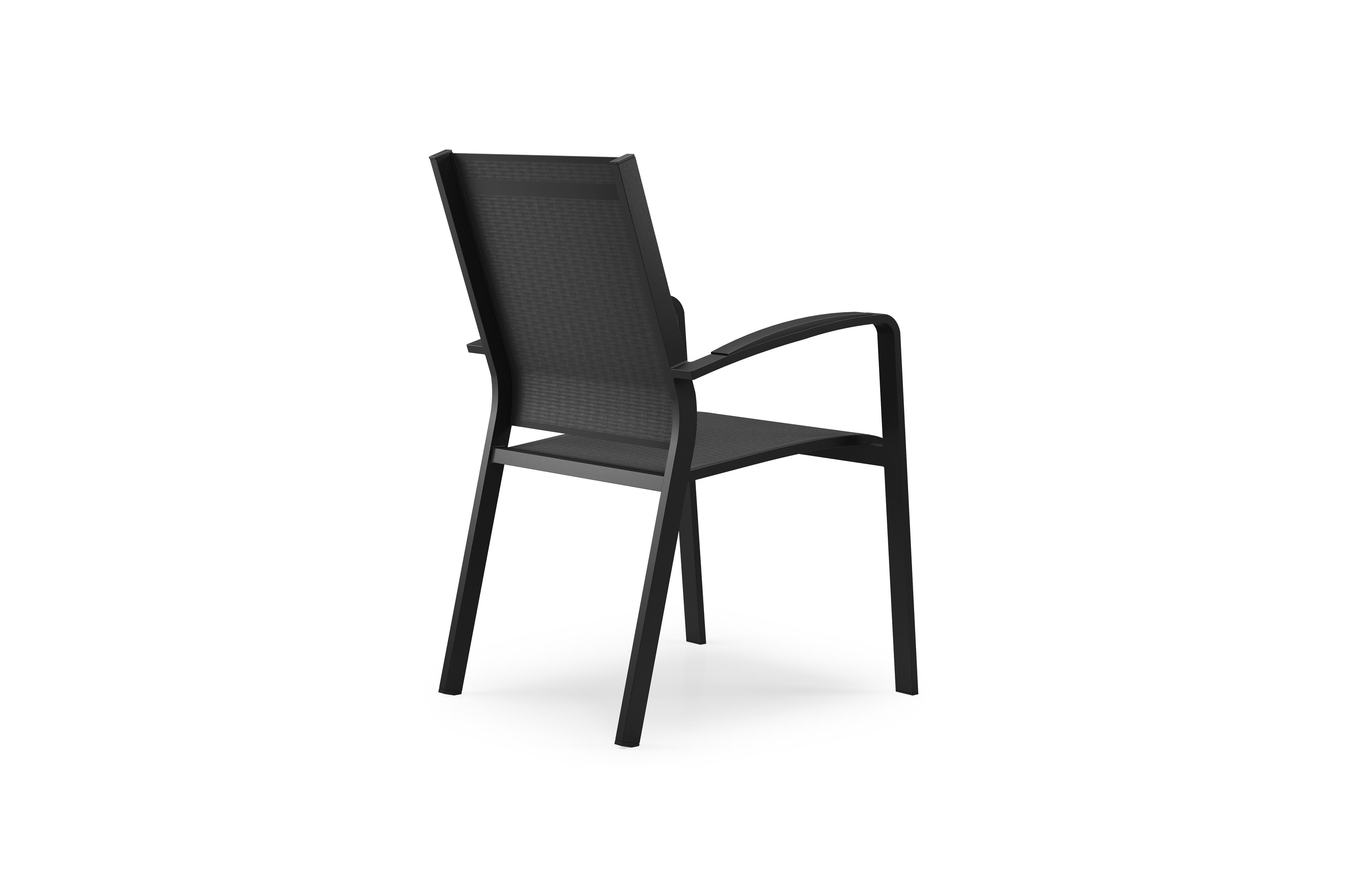 Chaise de jardin empilable Lioni in aluminium noir et textilène noir