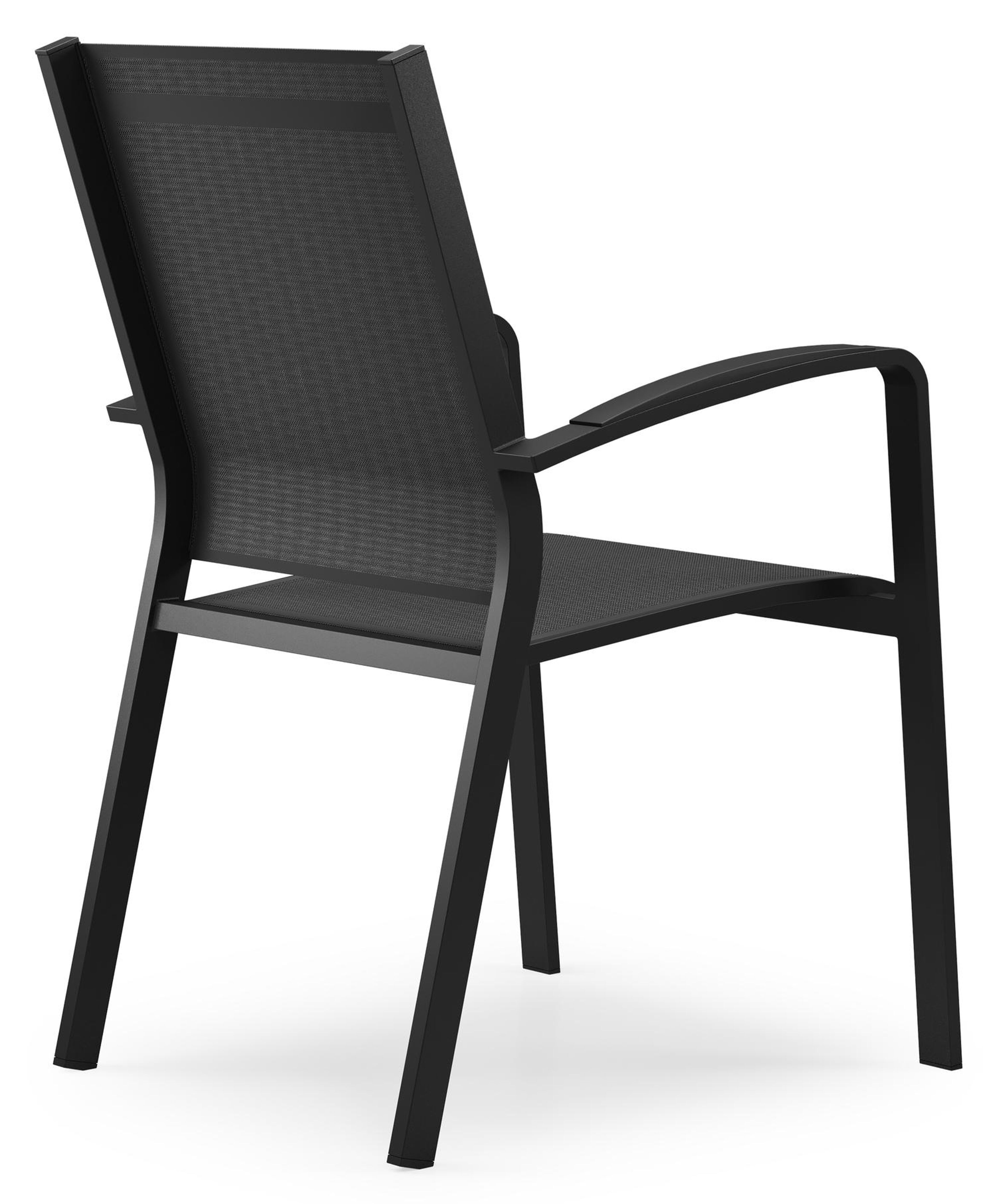 Lioni stapelbare tuinstoel in zwart aluminium en zwart textilene