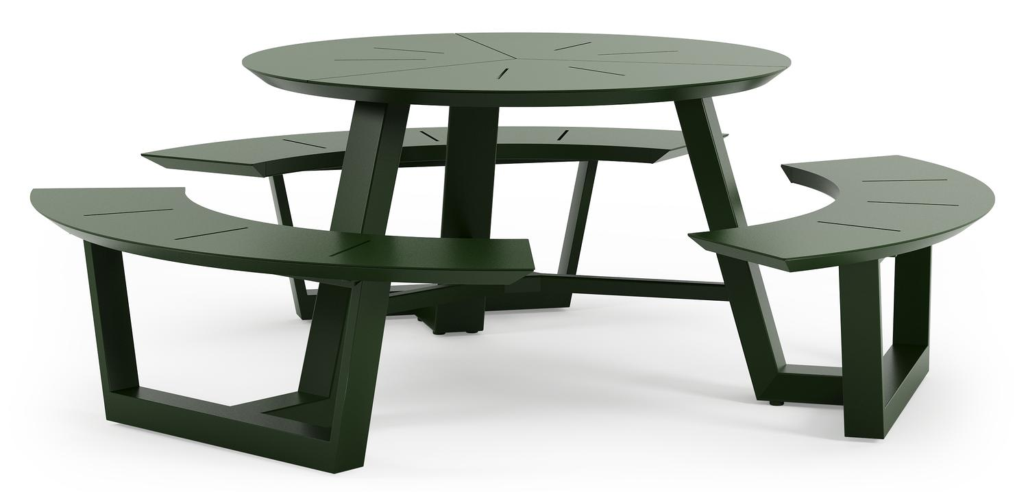 Rondino picknicktafel in groen aluminium - Dia. 207 cm