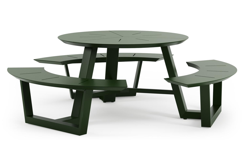 Rondino picknicktafel in groen aluminium - Dia. 207 cm
