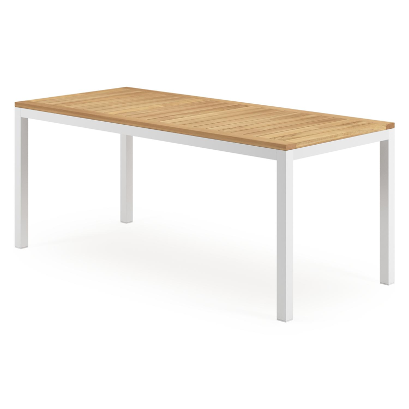 Feltro tuintafel rechthoekig in wit aluminium en teak - L 180 x B 80 x H 73 cm