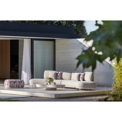 Lomano loungetafel cloud in beige aluminium en volkeramiek Colorado Dunes - L 131 x B 108 x H 25 cm