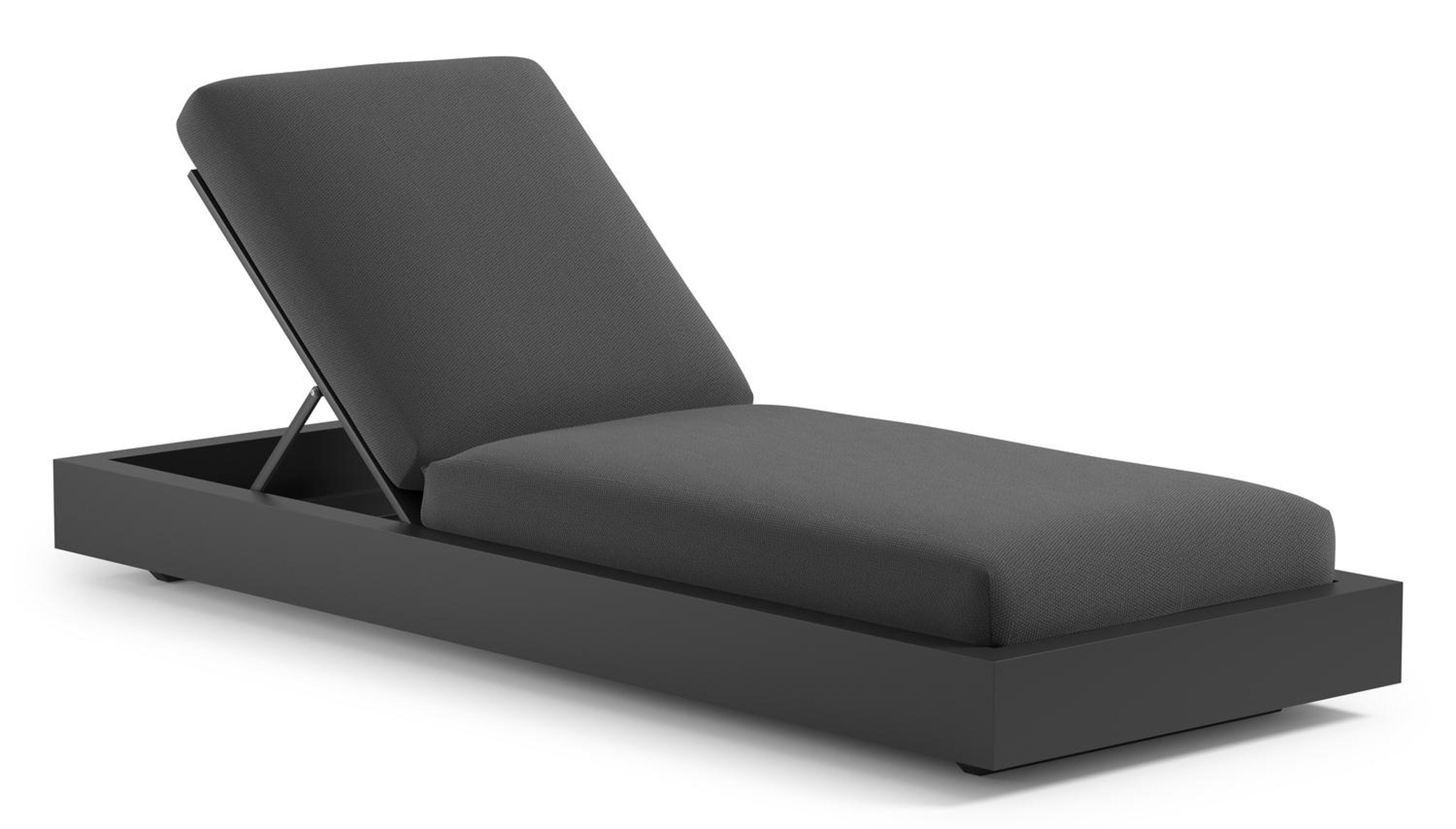 Como verstelbaar ligbed in zwart aluminium met lopi shadow all weather Sunbrella® luxe kussen