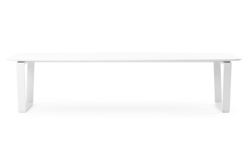 Pagino tuintafel in wit aluminium en volkeramiek arctic white - L 315 x B 115 x H 74 cm