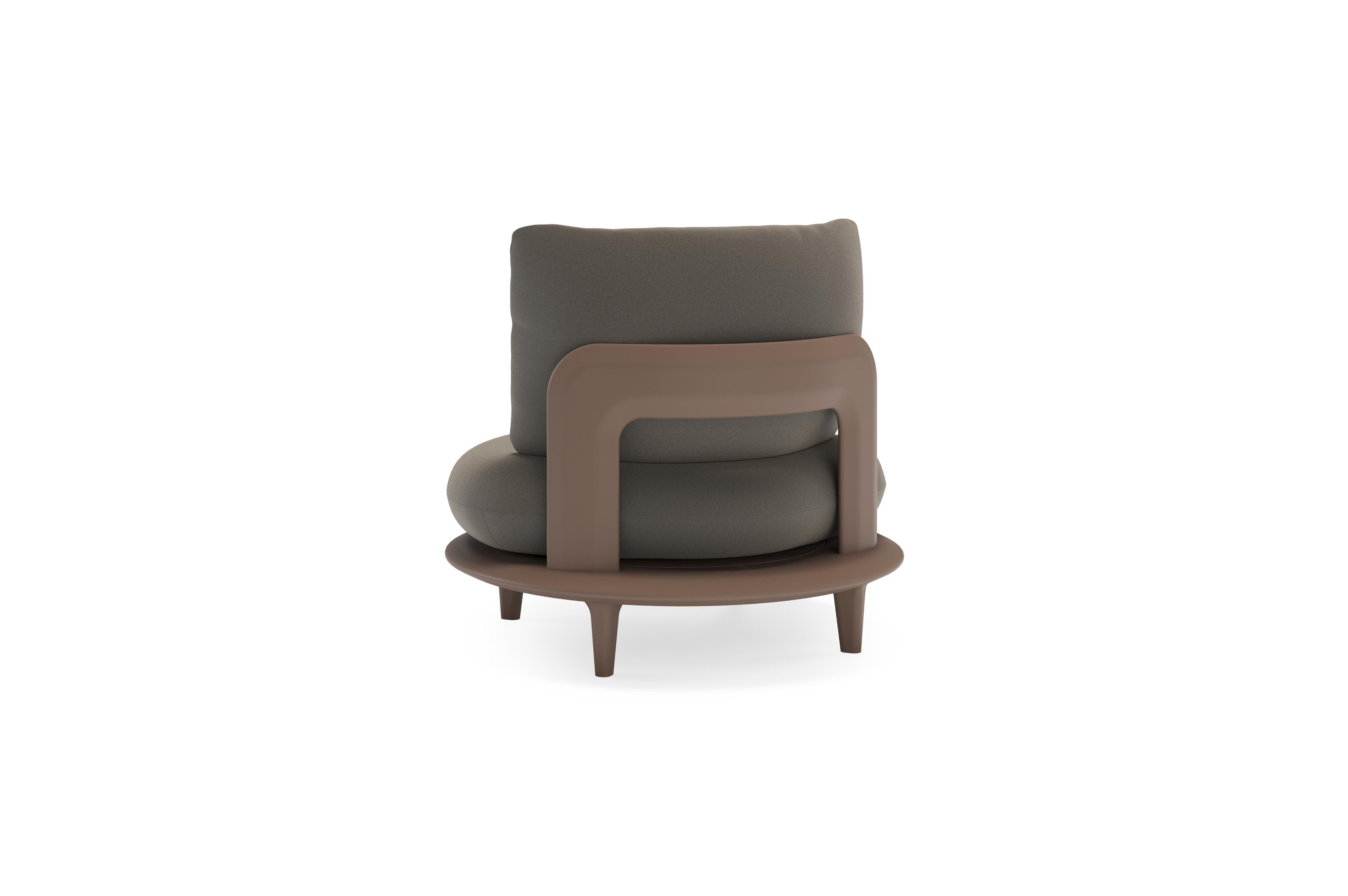 Bomero loungestoel in taupe aluminium met natte carbon beige all weather sunbrella® luxe kussen