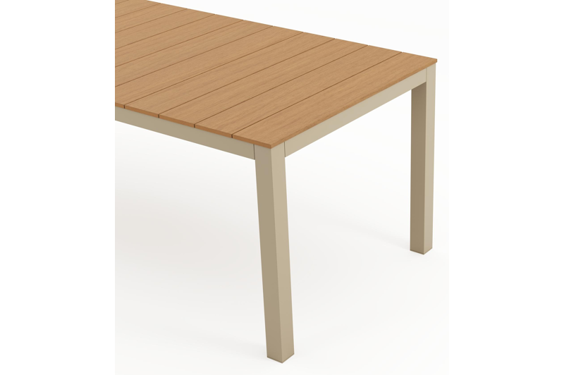 Toma tuintafel in beige aluminium en polywood - L 200 x B 90 x H 72.5 cm