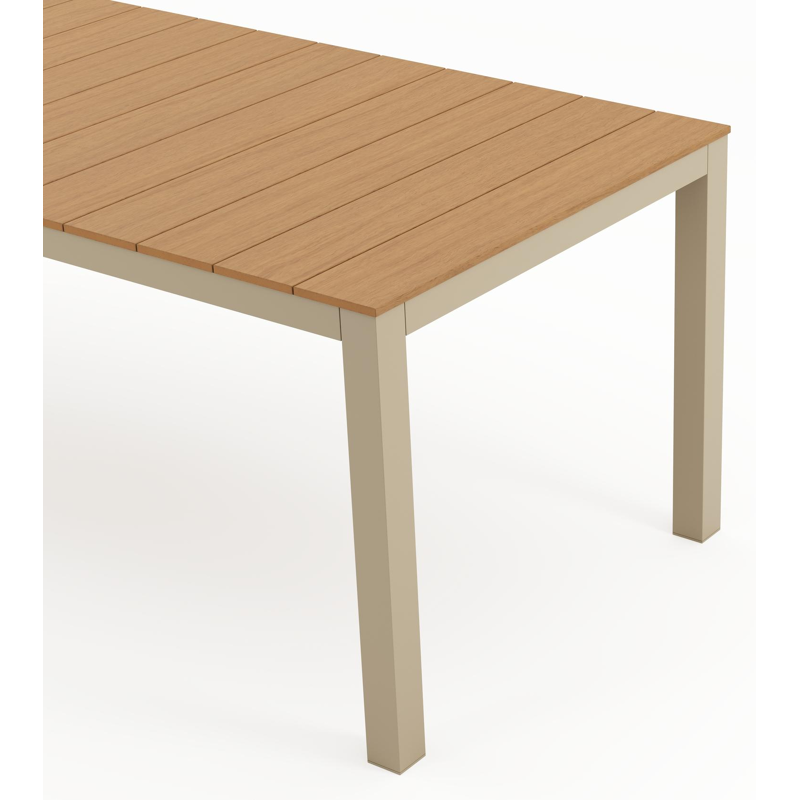 Toma tuintafel in beige aluminium en polywood - L 200 x B 90 x H 73 cm