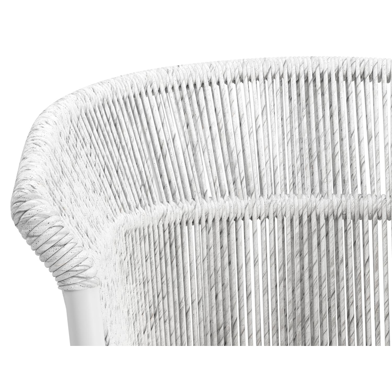 Matera stapelbare tuinstoel in wit aluminium en wit gedraaide ronde wicker met kussen in sand weather+ softtouch