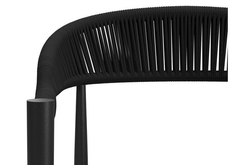 Guarda tuinstoel in zwart aluminium en zwart rope