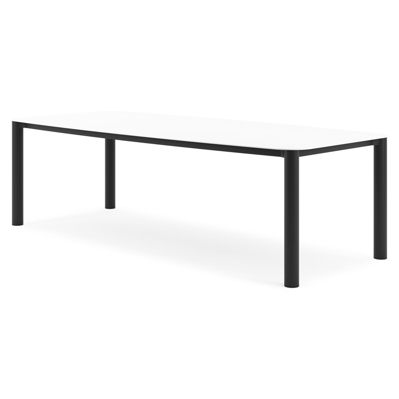 Orso tuintafel bootvorm in zwart aluminium en volkeramiek Arctic White - L 255 x B 115 x H 75 cm