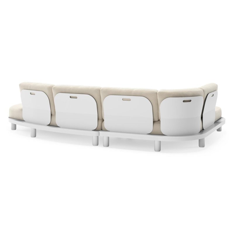 Salon de jardin d'angle Donato en aluminium blanc et coussins en all weather cosytica Althea Off White