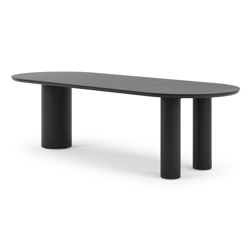 Organo tuintafel ovaal in zwart aluminium en volkeramiek  basalt black - L 260 x B 100 x H 74 cm