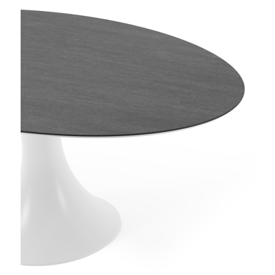 Fano tuintafel ovaal in wit aluminium en volkeramiek Basalt Black - L 180 x B 110 x H 75 cm