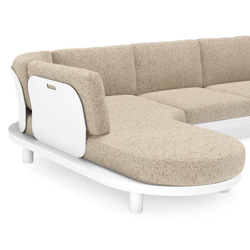 Salon de jardin d'angle Donato en aluminium blanc et coussins en all weather cosytica Bora Jungle