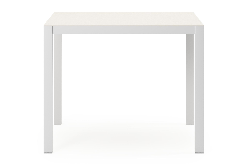 Feltro tuinset in wit aluminium en sintered stone Crema minerale met 2 Zamora tuinstoelen