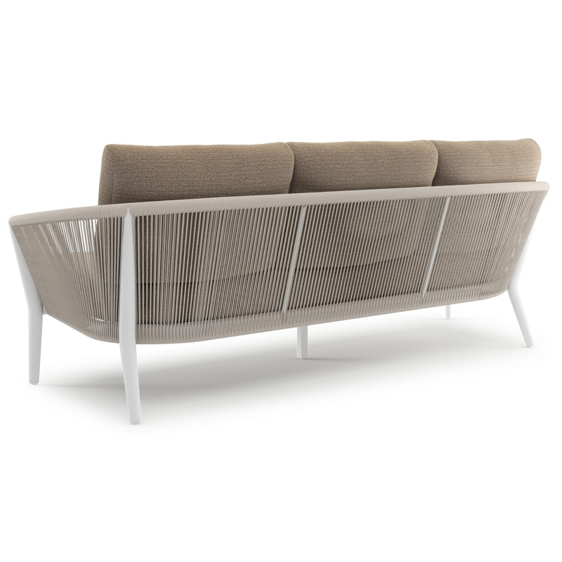 Orso loungeset in wit aluminium en beige verticaal geweven ronde rope met Firenze Earth all weather solica kussen