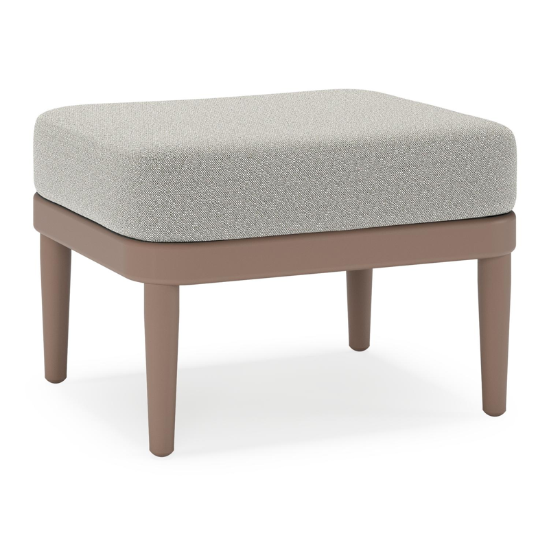 Pouf Orso en aluminium taupe et coussins en all weather sunbrella® luxe Savane Tunder