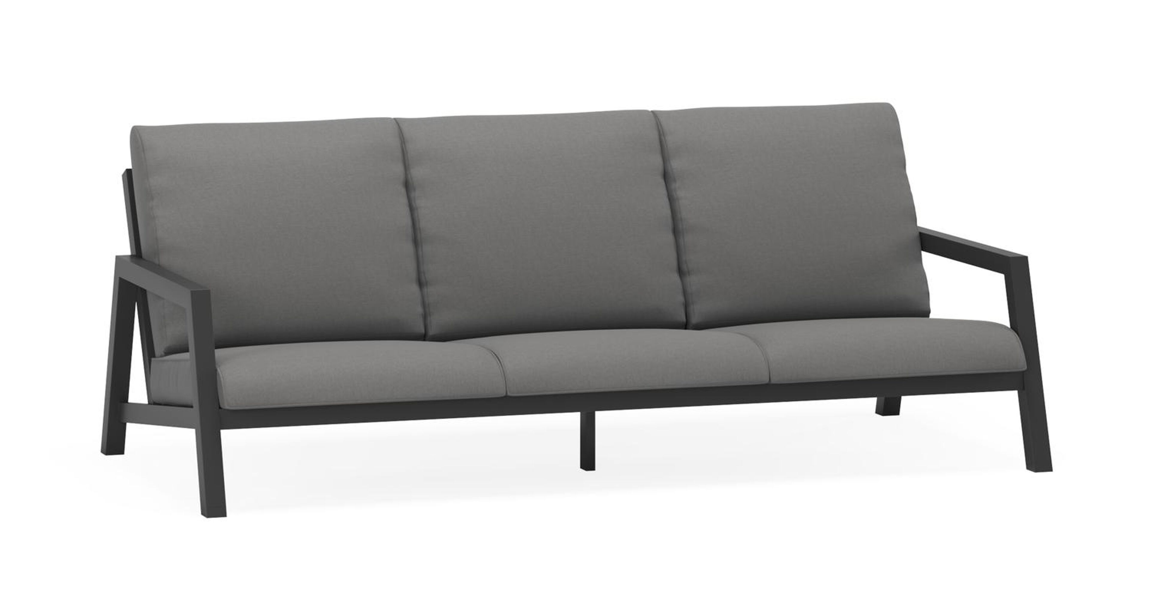 Zen'so loungebank 3-zit in zwart aluminium met natte charcoal chine all weather sunbrella® luxe kussen