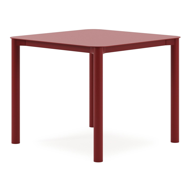 Orso tuintafel afgerond vierkant in rood aluminium - L 90 x B 90 x H 75 cm