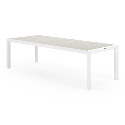 Madura tuintafel in wit aluminium en volkeramiek grijs - L 255 x B 100 x H 74 cm