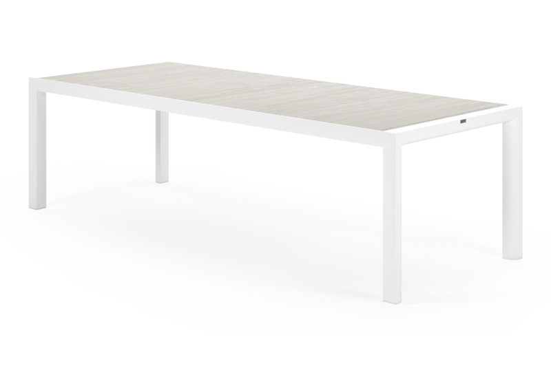 Madura tuintafel in wit aluminium en volkeramiek grijs - L 255 x B 100 x H 74 cm