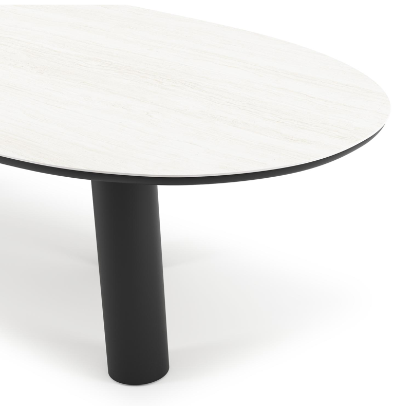 Table de jardin organique en aluminium noir et céramique pleine Calista Lg. 280 x Lrg. 120 x Haut. 74 cm