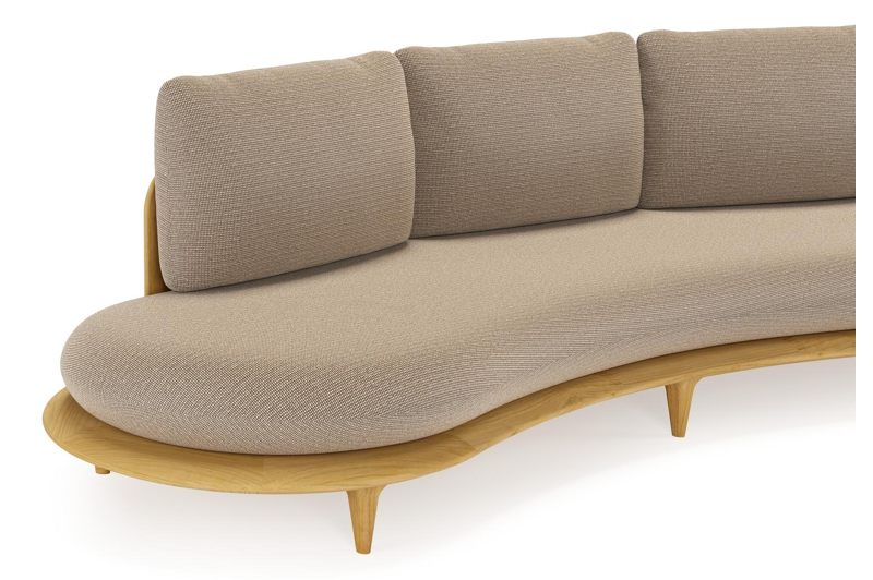 Bomero loungebank in teak met firenze earth all weather solica kussen