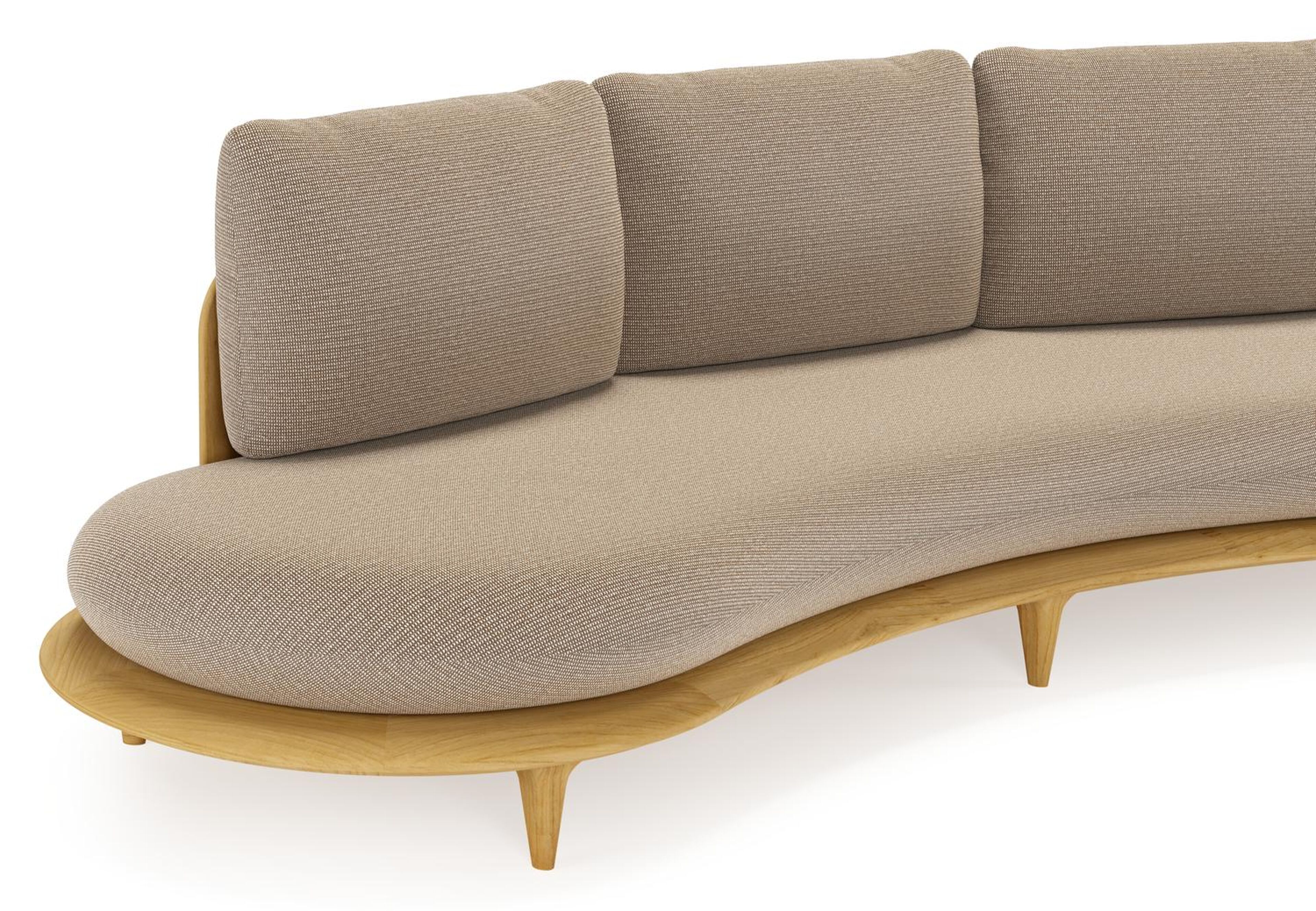 Canape de jardin Bomero en teck et coussins en all weather solica firenze earth