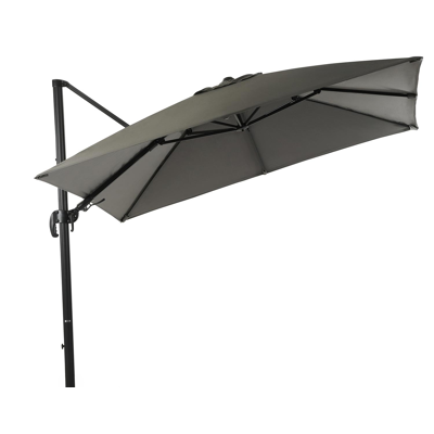 Avola zweefparasol met tiltfunctie in zwart aluminium met grijs sunbrella® premium parasoldoek - L1 300 x L2 300 cm (zonder voet)