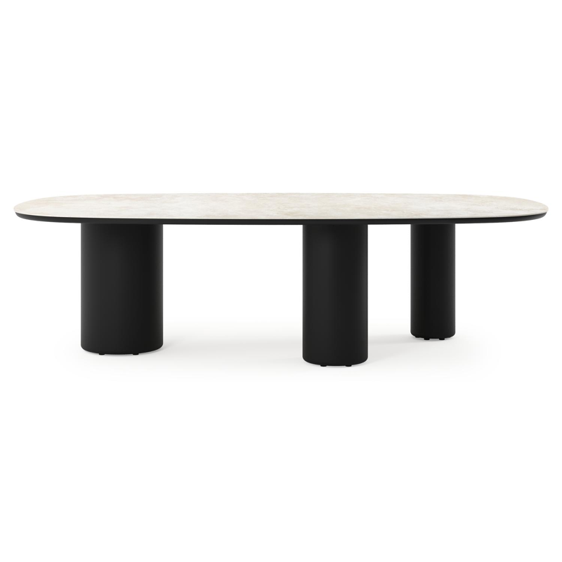Amico tuintafel bombo xl in zwart aluminium en volkeramiek Rapolano - L 270 x B 148 x H 74 cm