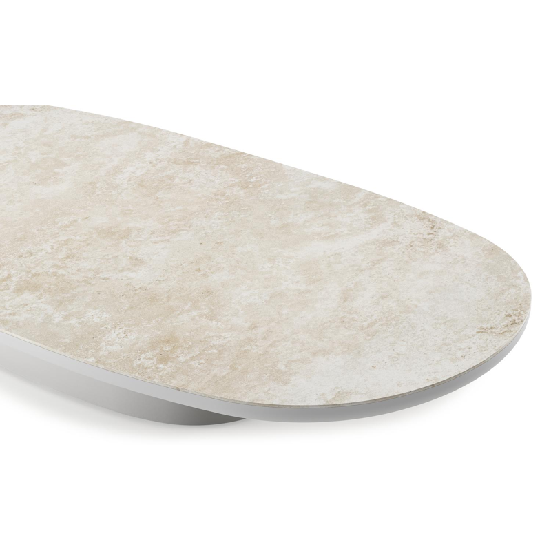 Table de basse Amico bombo en aluminium blanc et céramique pleine Rapolano - Lg. 171 x Lrg. 89 x Haut. 24 cm