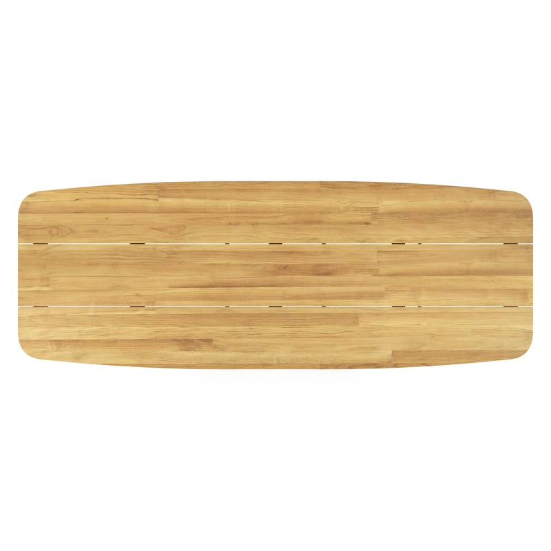 Orso tuintafel bootvorm in wit aluminium en teak - L 315 x B 115 x H 75 cm